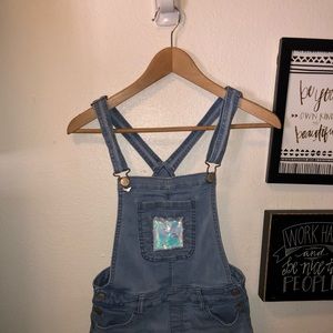 Girls denim short overalls by Justice